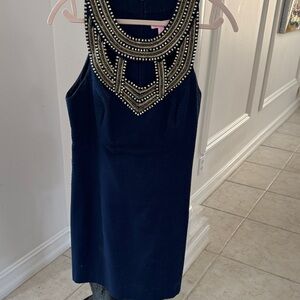 Lilly Pulitzer Elegant Black Dress with Beaded Neckline